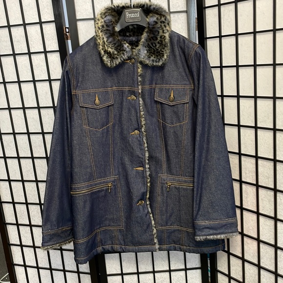 Regal Jackets & Blazers - Vintage Dark Wash Denim Coat from Regal, Faux Fur Lined, SZ L, NWOT